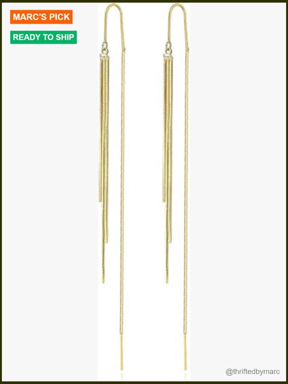 14K Gold Plated Threader Dangle Earrings Long Tassel Wedding Prom